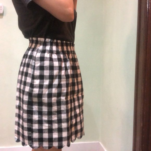 J. Crew Factory Gingham Scalloped Sidewalk Skirt - Picture 9 of 12